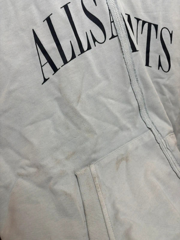 AllSaints Diverge OTH Hoodie Mens Optic White Pullover Sweatshirt Dyed In Wash - Medium